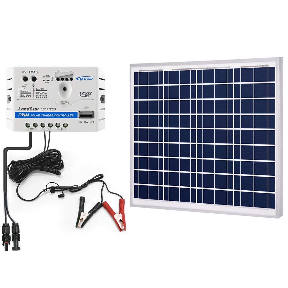 ACOPOWER 50W 12V Solar Charger Kit, 10A Charge Controller with