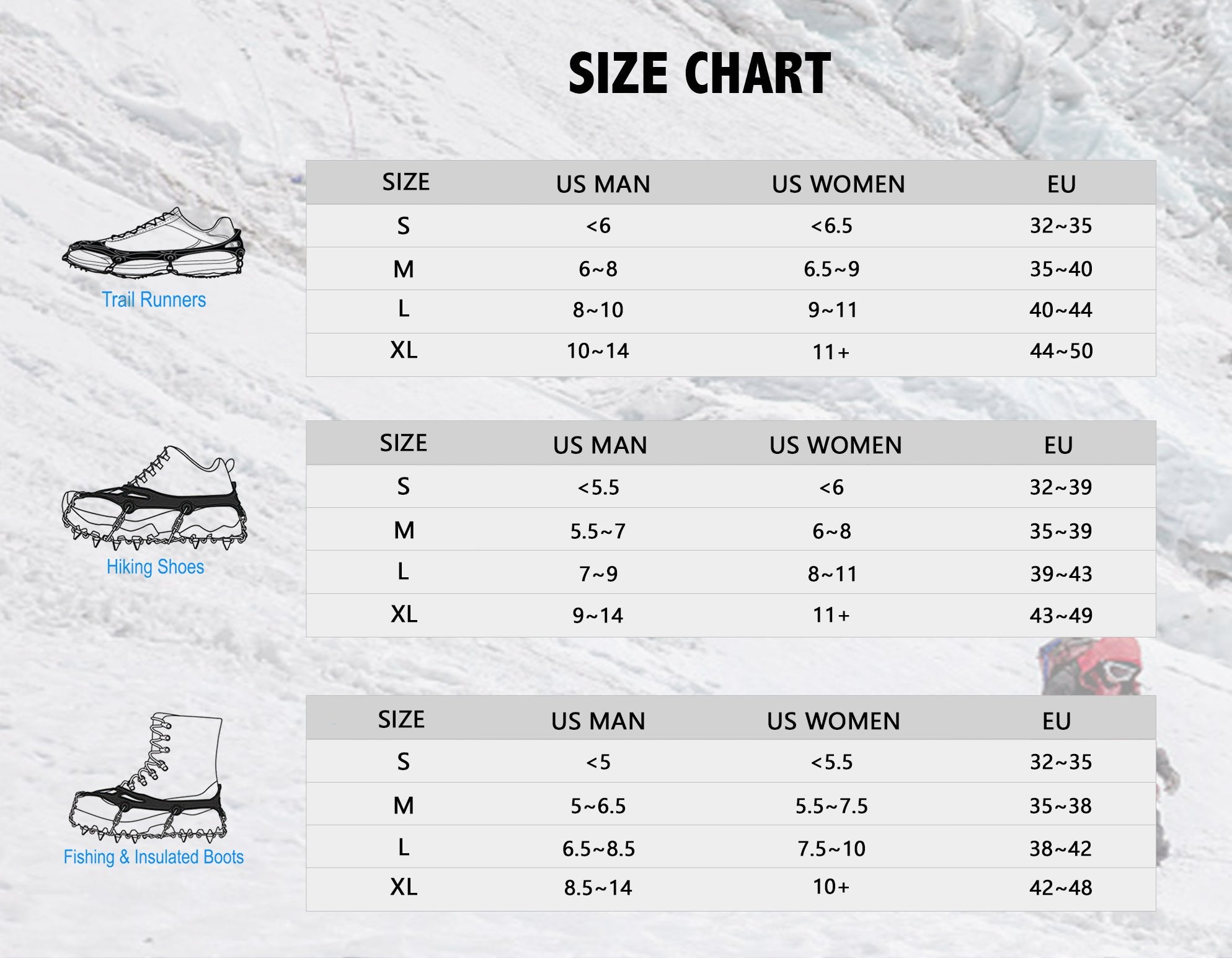 Snow Grips Crampons Ice Traction Cleats Microspikes