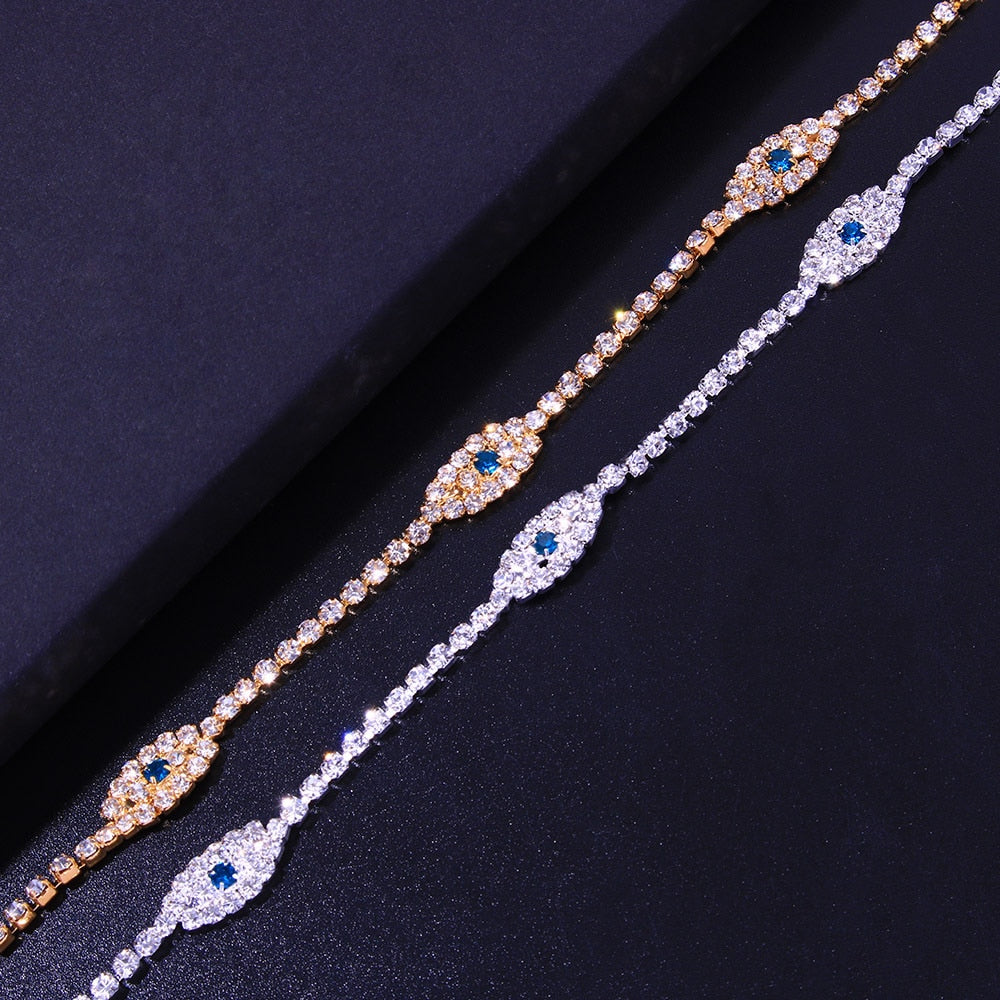 Beach Women Crystal Anklet Vintage Evil Eye Anklet Bracelet