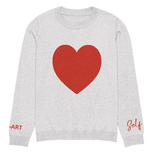 Heart - Knitted crew neck sweater BLEACH