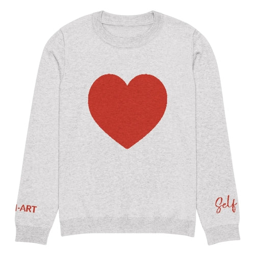 Heart - Knitted crew neck sweater BLEACH